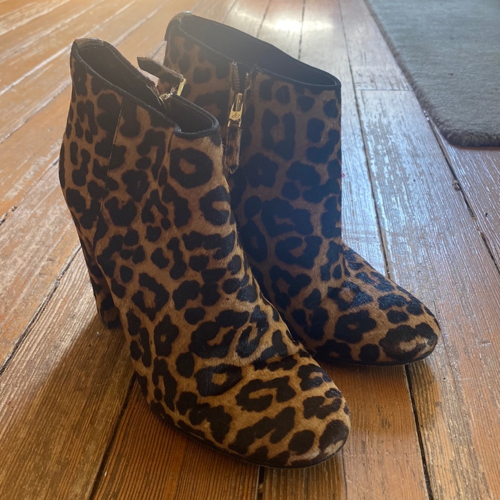 Sam Edelman faux leopard fur booties